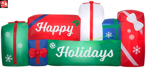 8' Gemmy Airblown Happy Holiday's Christmas Present Scene