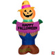 4' Gemmy Airblown Inflatable Halloween Harvest Pumpkin Boy Holding "Happy Falloween" Banner
