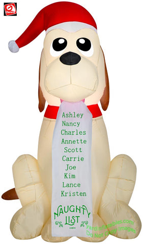 5 1/2' Gemmy Airblown Inflatable Christmas Puppy w/ Naughty List