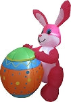 4' Air Blown Inflatable Pink Bunny Holding Easter Egg