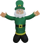 6' Air Blown Inflatable St. Patrick's Day Leprechaun With WHITE Beard