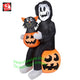 4' Gemmy Airblown Inflatable Reaper Holding Cat In Pumpkin