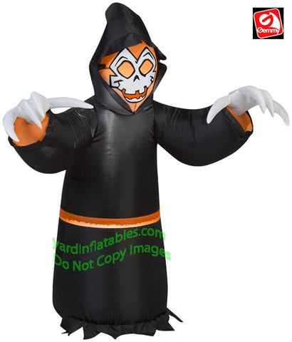 3.5' Gemmy Airblown Inflatable Halloween Reaper With Skeleton Face