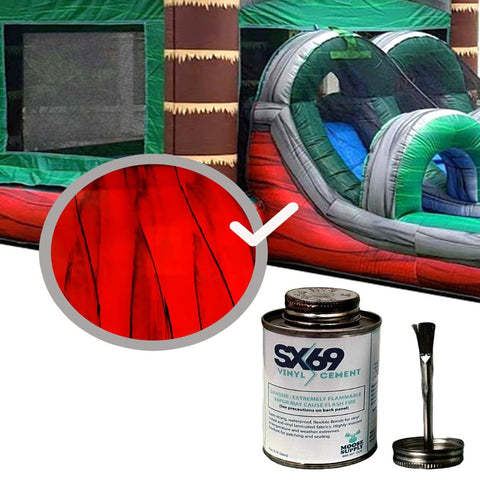 Moose Supply Inflatable Bounce House Vinyl Repair Kit, Red Marble with 4 oz. SX69 Glue