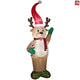 9' Gemmy Airblown Inflatable Christmas Reindeer w/ Santa Hat & Candy Cane