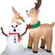 6' Gemmy Rabbit Eating Snowman's Nose w/ Surprised Caribou Scene