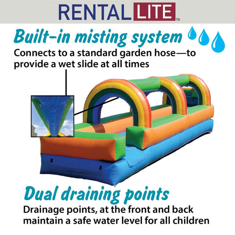 25' Rental Lite Rainbow Inflatable Splash and Ride Waterslide