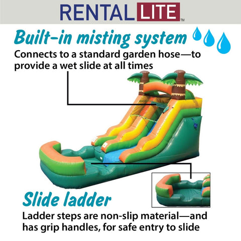 12' Rental Lite Tropical Inflatable Water Slide with Blower