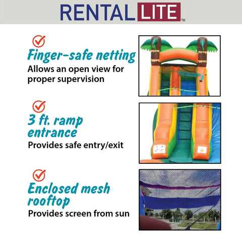 12' Rental Lite Tropical Inflatable Water Slide with Blower