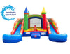 Image of Rental Lite Rainbow Double Slide Bounce House Combo with Blower, Removable Pools