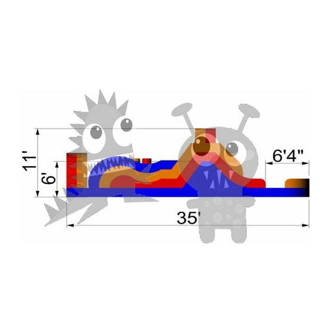 Rocket Inflatables Inflatable Bouncers 11'H Commercial Inflatable Obstacle Course Wet/Dry Slide – End Load- Multiple Lane by Rocket Inflatables 35′ Commercial Inflatable Obstacle WetDry Slide End Load Multiple Lane