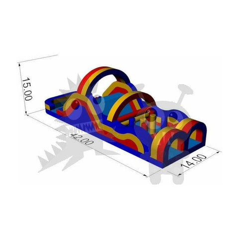 Rocket Inflatables Inflatable Bouncers 15'H Commercial Inflatable Obstacle Course Wet/Dry Slide – End Load- Multiple Lane by Rocket Inflatables 781880232360 OBS-42 15'H Commercial Obstacle Course Wet/Dry Slide End Multiple Lane