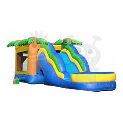 16'H 3-D Tropical Inflatable Wet/Dry Combo with Slide Pool & Hoop by Rocket Inflatables