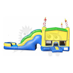 16'H Birthday Cake – 5 in 1 Module Combo Jumper, Slide Pool, Climbing Wall, and Basketball Hoop Water Slide by Rocket Inflatables