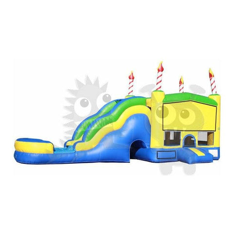 16'H Birthday Cake – 5 in 1 Module Combo Jumper, Slide Pool, Climbing Wall, and Basketball Hoop Water Slide by Rocket Inflatables SKU# COM-543