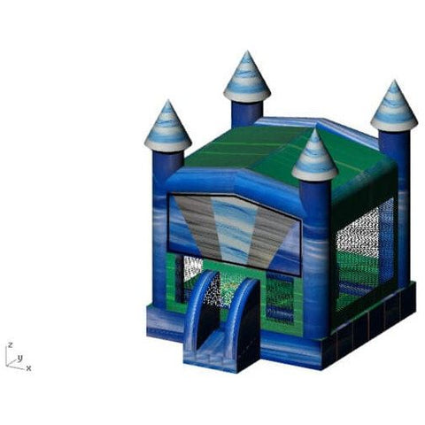 Rocket Inflatables Inflatable Bouncers 16'H Blue Burst Blue/Green/Grey Castle with Basketball Hoop by Rocket Inflatables BOU-076 12'H Red/Yellow/Blue/Green Bounce House Module Hoop Rocket Inflatables