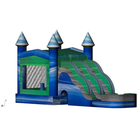 Rocket Inflatables Inflatable Bouncers 16'H Inflatable 7-in-1 Blue/Green/Grey Double Lane Combo Wet/Dry with Water Slide, Pool and Basketball Hoop by Rocket Inflatables COM-715-Lava-2