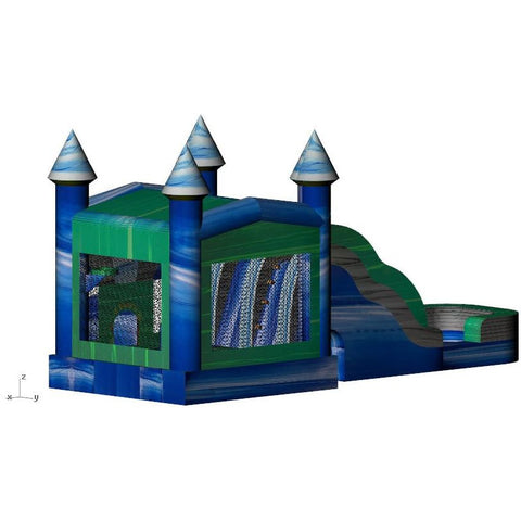 Rocket Inflatables Inflatable Bouncers 16'H Inflatable 7-in-1 Blue/Green/Grey Double Lane Combo Wet/Dry with Water Slide, Pool and Basketball Hoop by Rocket Inflatables COM-715-Lava-2