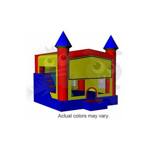 16'H Inflatable Neutral Castle Point Combo Bouncer with Slide, Climbing Wall & Hoop by Rocket Inflatables SKU#COM-C40