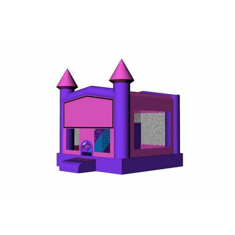 16'H Inflatable Pink & Purple Castle Point Combo with Inside Slide & Hoop by Rocket Inflatables SKU# COM-C41