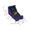 Image of 16′H Purple Wave Double Lane Water Slide Double Pools Center Stairs    SKU# WAT-DL2716-Purple Fever Marble