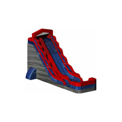 20′H Grey Marble Blue Marble Trim Red Accents Wet/Dry Slide Sewn Pool- Single Lane by Rocket Inflatables
