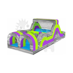 Rocket Inflatables Inflatable Bouncers 35′ Green, Purple, & Gray Marble Commercial Inflatable Obstacle Course Wet/Dry Slide – End Load- Multiple Lane by Rocket Inflatables 781880232377 OBS-35-Purple/OBS-35-PUR/GRN/GRYMAR 35′ Commercial Inflatable Obstacle WetDry Slide End Load Multiple Lane