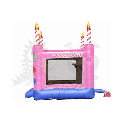 Rocket Inflatables Inflatable Bouncers Pink 3-D Birthday Cake Module Bounce House with Basketball Hoop by Rocket Inflatables Mod Black and Green Bouncer with Outside Hoop Rocket Inflatables