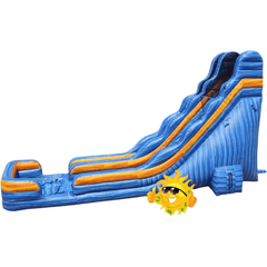 22′H Blue Crush with Orange Marble Trim Wet/Dry Slide by Rocket Inflatables