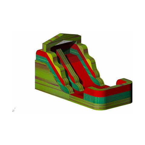 Rocket Inflatables WET N DRY COMBOS 12′H Orange & Green Marble Red Trim Wet/Dry Slide – Single Lane by Rocket Inflatables 781880225683 WAT-2112-Fiesta 12′H Wet/Dry Slide–Single Lane Rocket Inflatables SKU# WAT-2112-Fiesta