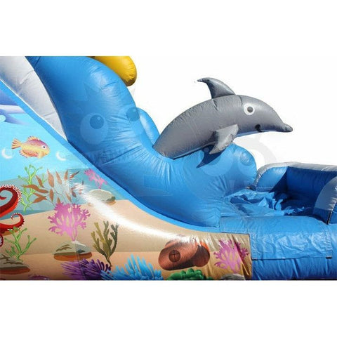 Rocket Inflatables WET N DRY COMBOS 13'H Sea Splash Two Sided Wet/Dry Slide by Rocket Inflatables 15'H Junior Sun Double Lane Commercial Water Slide Rocket Inflatables