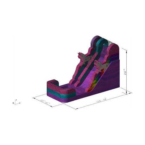 Rocket Inflatables WET N DRY COMBOS 14'H Unicorn Sparkle Wet/Dry Slide – Single Lane Inflatable Water Slide by Rocket Inflatables 781880225782 WAT-2416-Unicorn 14'H Unicorn Wet/Dry Slide by Rocket Inflatables SKU#WAT-2416-Unicorn