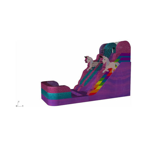 Rocket Inflatables WET N DRY COMBOS 14'H Unicorn Sparkle Wet/Dry Slide – Single Lane Inflatable Water Slide by Rocket Inflatables 781880225782 WAT-2416-Unicorn 14'H Unicorn Wet/Dry Slide by Rocket Inflatables SKU#WAT-2416-Unicorn