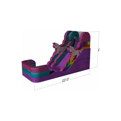 14′H Pink Purple Unicorn Wet/Dry Slide Single Lane by Rocket Inflatables