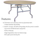 72" Round Wood Folding Table