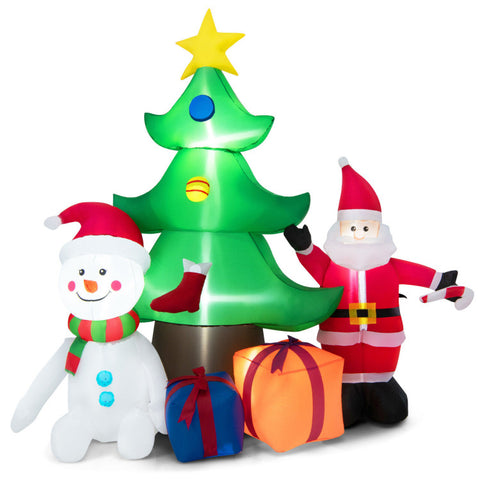7.2 Feet Inflatable Lighted Christmas Decoration Tree with Santa Claus by Costway