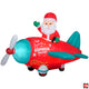 7' Gemmy Airblown Animated Santa Claus in Vintage Airplane