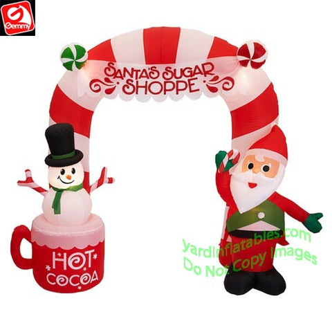 9' Gemmy Airblown Inflatable Christmas Santa's Sugar Shoppe Archway