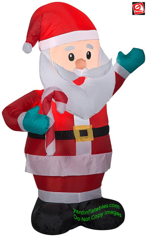 4' Gemmy Airblown Inflatable Christmas Santa Claus Holding Candy Cane