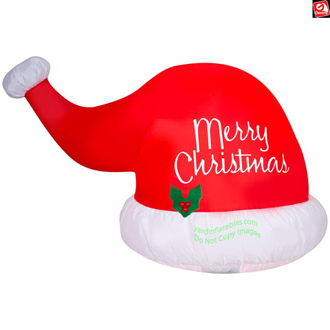 3.5' Gemmy Airblown Inflatable Christmas Santa Claus Hat w/ Holly