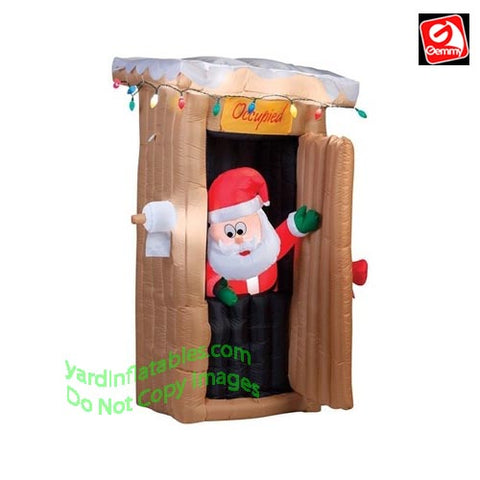 6' Gemmy Animated Airblown Inflatable Santa in Outhouse