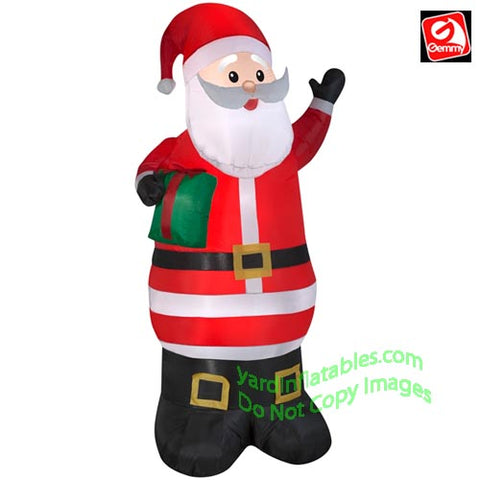 6 1/2' Gemmy Airblown Inflatable Santa Holding Green Present