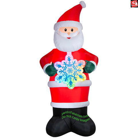 12' Gemmy Airblown Inflatable Christmas Santa Claus Holding Snowflake w/ Rainbow Wave Lights