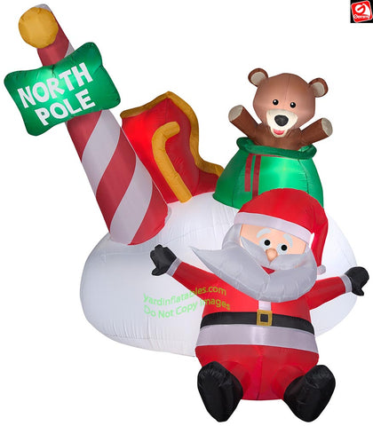 6.5' Gemmy Airblown Santa Crashing North Pole Scene