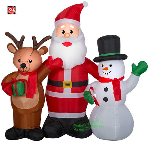 4 1/2' Gemmy Airblown Inflatable Santa Claus w/ Snowman & Reindeer