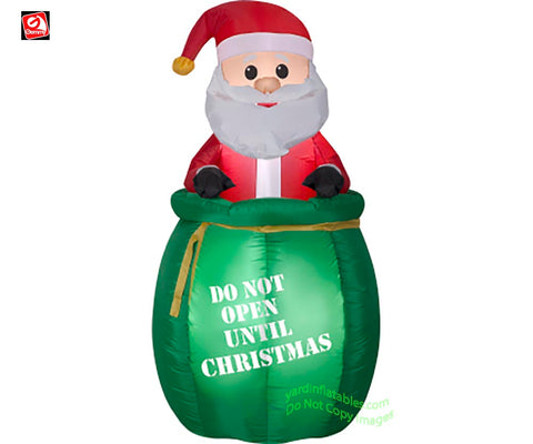 5' Gemmy Airblown Animated Inflatable Santa Claus in Christmas Gift Sack