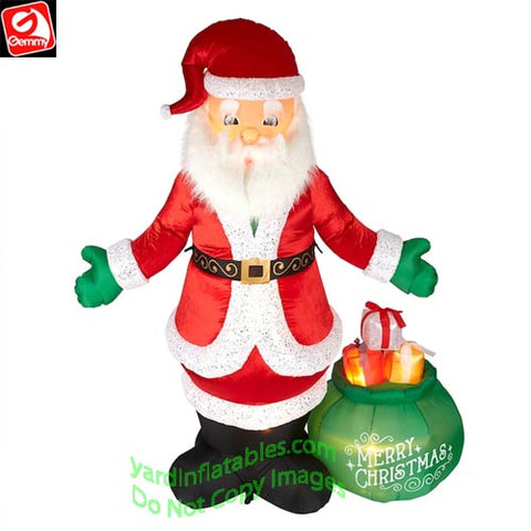 8 1/2' Gemmy Airblown Mixed Media Inflatable Lux Santa Claus