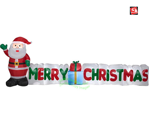 9' Gemmy Airblown Inflatable Santa Claus w/ Merry Christmas Sign