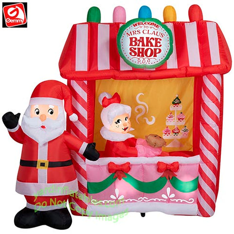 6' Gemmy Airblown Inflatable Christmas Santa & Mrs. Claus Bake Shop Scene