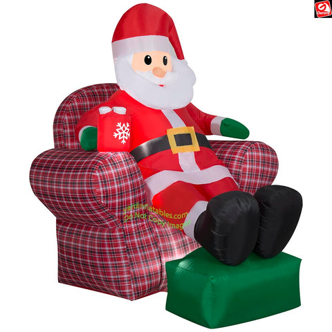 6' Gemmy Airblown Inflatable Santa Claus in Recliner Chair